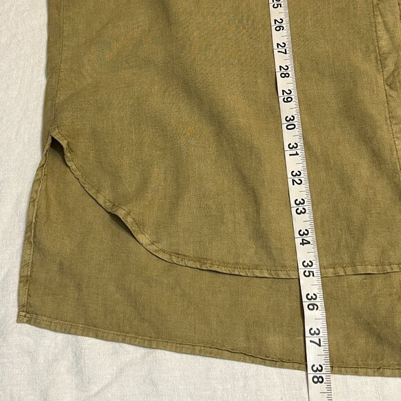 YFB Young Fabulous &Broke Linen Shirt Dress Olive Green Button Front Oversize M - Picture 9 of 10